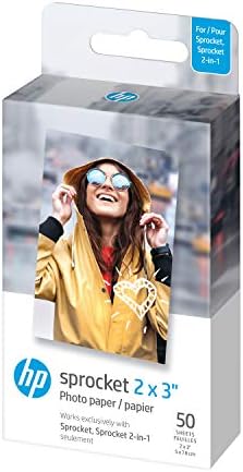 HP Sprocking Portable Color Photo Printer-Imprimir instantaneamente fotos de 2x3 e pendentes do seu telefone-[noir] [1AS86A] e papel