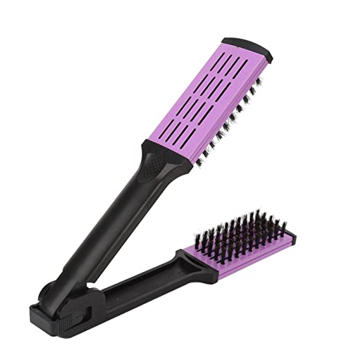 Alisador de escova de cabelo duplo, cerdas macias pente de pincel prevenir grampo estático com alça ergonômica para cabeleireiro
