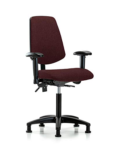 Labtech Seating LT42292 Cadeira de bancada média, tecido, base de nylon de fundo médio - braços, planícios, Borgonha