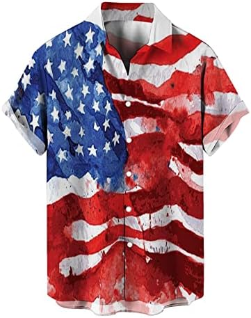 Turn Independence Day Bandle 3D Cardigan Cardigan Casual Camisetas de Manga Camisa Men