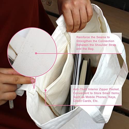 Kimoli Canvas estética sacola estética para mulheres com bolsa de bolso interno bolsas de bolsa de ombro de bolsa de bolso