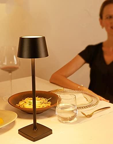Seihoae recarregam o luminador de mesa LED sem cordão, lâmpada de mesa alimentada por bateria de 5200mAh, luz de metal portátil USB, mini -mesa de cabeceira de cabeceira para cafeterias de bar de restaurantes externos internos, preto