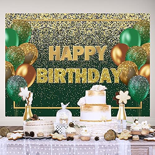 Ticuenicoa 7 × 5ft Glitter Green Gold Birthday Birthdap Balloons Gold Green Green Balões homens homens Feliz aniversário Decorações 30th 40th 50th 60th Birthday Party Photography Background Photo Props