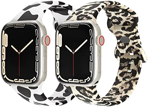 Skylet Compatível com Apple Watch Band 38mm 40mm 41mm para mulheres meninas, 2 pacote Banda de esporte impressa em leopardo