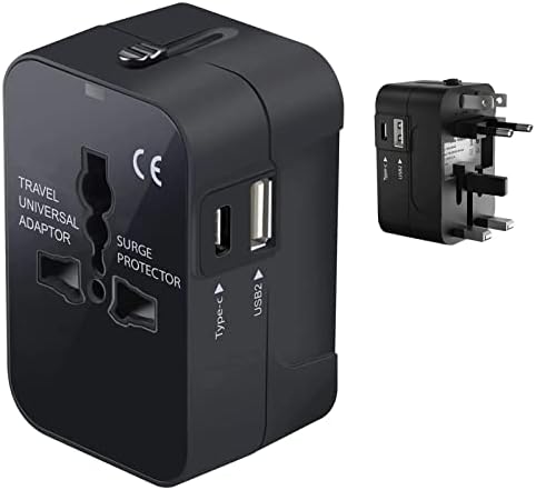 Viagem USB Plus International Power Adapter Compatível com o ZTE Axon Elite for Worldwide Power para 3 dispositivos USB TypeC,