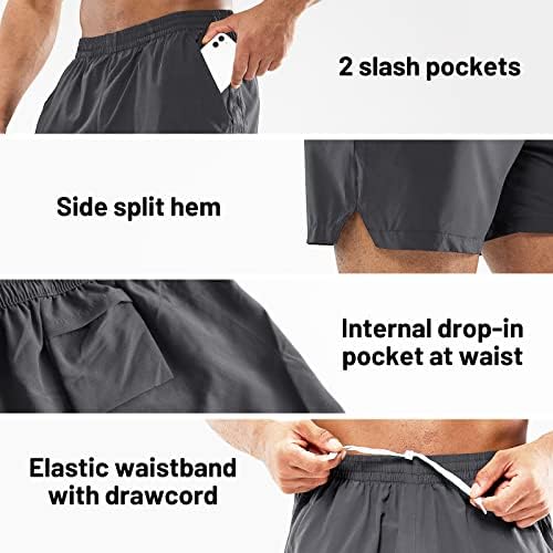 Mier Men's Workout Shorts Cortos leves ativos de 5 polegadas com bolsos, seco rápido, respirável