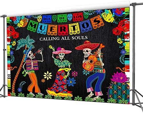 Cylyh 7x5ft Dia do cenário morto para o mexicano Fiesta Sugar Skull Photography Background Dia de Los Muertos Festas de aniversário