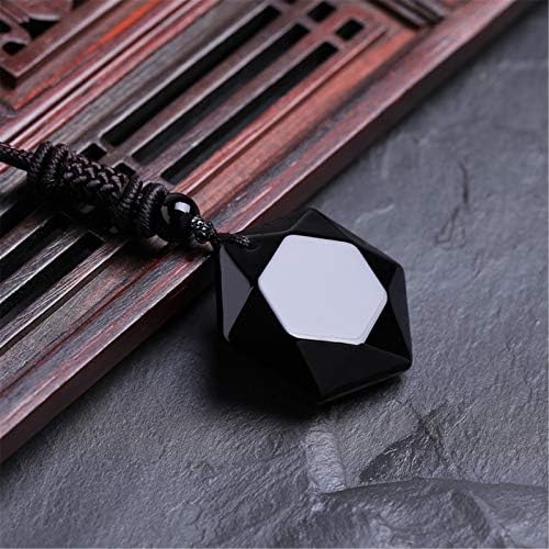Caiyao Lucky Black Obsidian Hexagram Colar Pingente Pingente