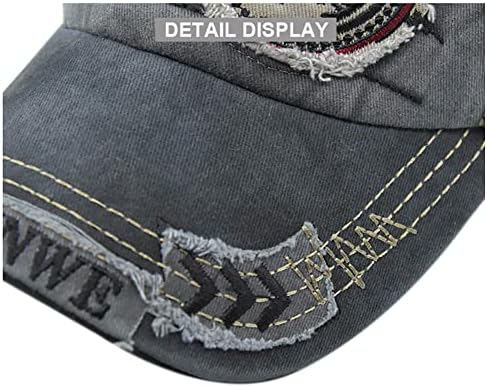 YULOONG Vintage Baseball Cap jeans bordado de tubarão Chapéu de caminhão retro Bordado de borda sunéxat algodão