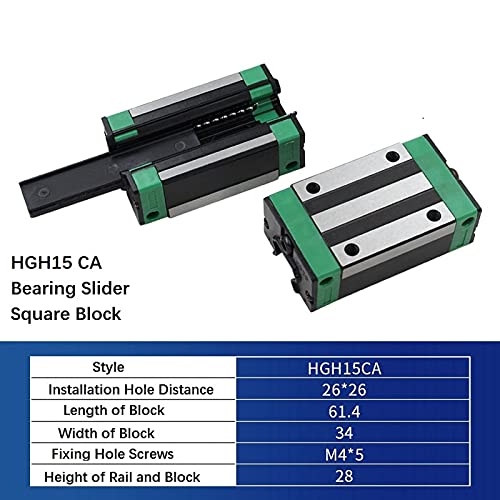 Mssoomm 15mm HGH15 Kit de trilho linear quadrado CNC 4PCS HGH15-88,58 polegada / 2250mm +8pcs HGH15 - Ca quadrado do tipo Bloco deslizante de transporte linear Rail Rail Set para impressora 3D e projeto de bricolage