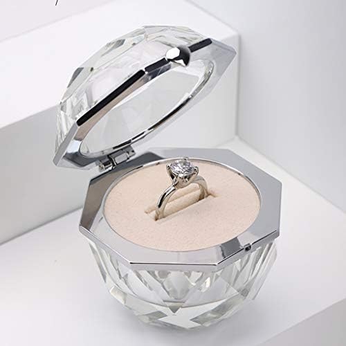 Caixa de anel de proposta de cristal linda caixa de anel de diamante caixa de jóias transparente anel de exibição da menina