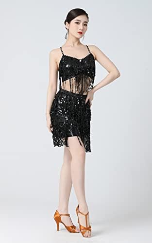 Vestido de dança feminina Trassel Fringe Fringe Fringe Latin Ballroom Vestres de festa sexy 1920s Glitter Litter Cocktail