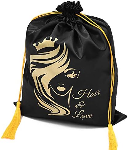 WEDAO 5 peças sacos de cetim de seda com cordão 15x11 polegadas - armazenamento de sacos de peruca para várias perucas