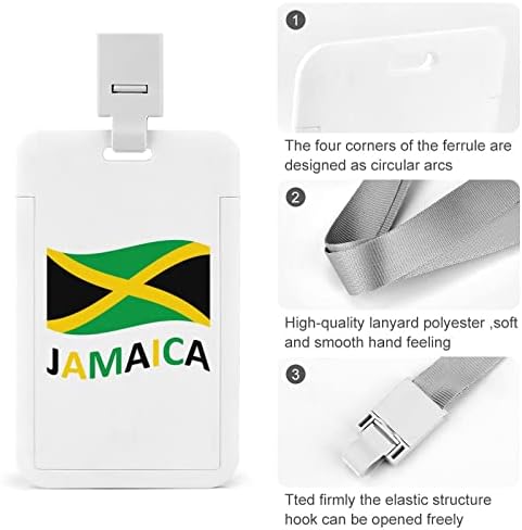 Bandeira jamaicana Id ID ID Badge titular Cartão de nome vertical com cordilheiro para homens mulheres
