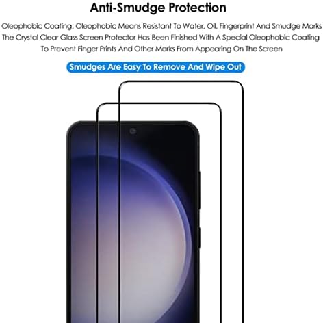 VIESUP para Samsung Galaxy S23 5G Protetor de tela de seda preta, [2pack] Cobertura completa Anti-stratch Fasta Instalação Tela