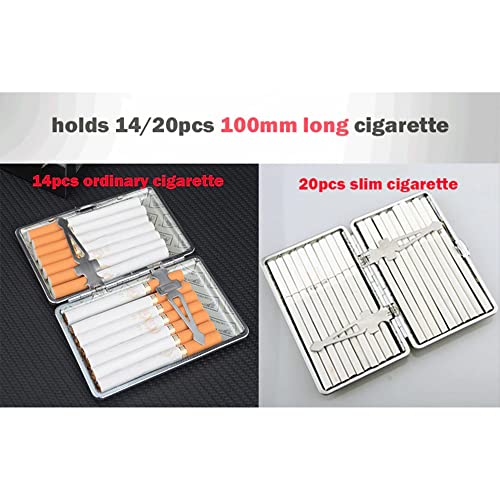 Capa de cigarro de metal de couro segura até 14 cigarros 80 - 100 Cigarros de Dupla lados