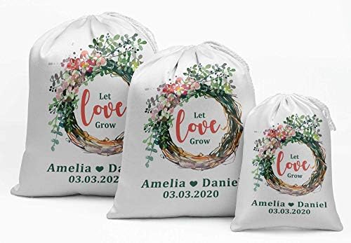 Darling Souvenir White Let Love Grow Wedding Favor Festy Supplies Favory Bags Bolsas de presente 15 peças