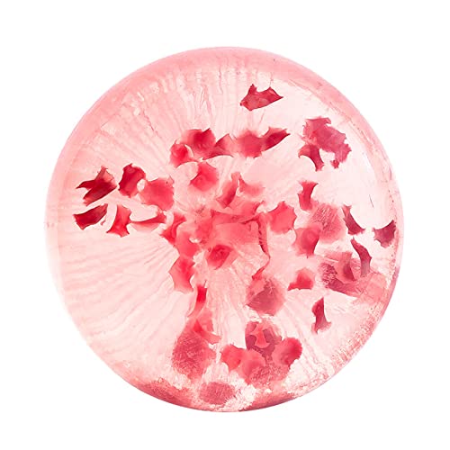 Sakura Soap Petals Botanical, 100g de sabão de flor de cerejeira artesanal com óleos essenciais, sabonete floral artesanal hidratante do corpo de rosto com rede de bolhas, sabão de banho perfumado presente para homens e mulheres