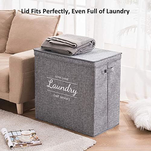 YouDenova Double Laundry Tester com tampa, cesta de roupas sujas divididas com 2 bolsa de revestimento removível,