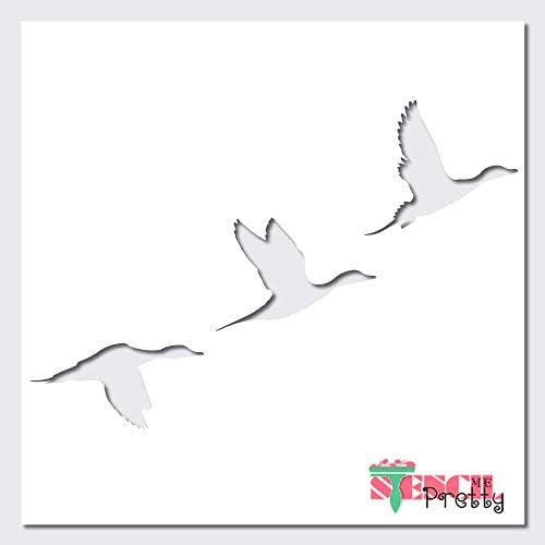 Estêncil - Ducks voadores melhores estênceis de vinil para pintar em madeira, lona, ​​parede, etc. Multipack | Material de cor azul brilhante