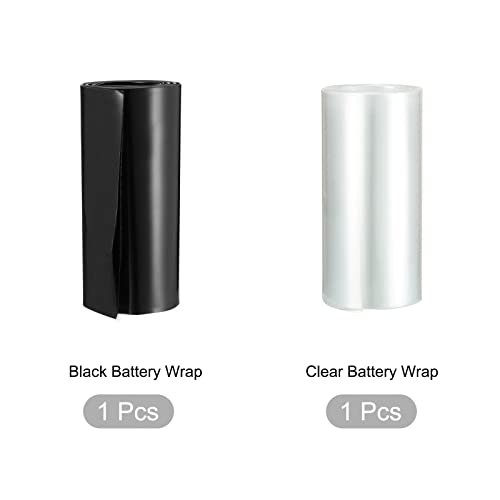Meccanixity Battery Wrap PVC Tubing de encolhimento de calor de 85 mm de 3,3 pés preto e claro isolamento para 18650