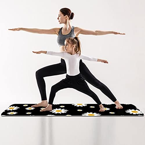 Exercício e fitness de espessura sem escorregamento 1/4 tapete de ioga com estampa preta floral margarida para yoga pilates e exercício de fitness de piso