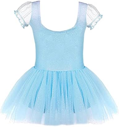 Kidsmian criança pequena menina de manga brilhante de manga de vibração tutu skirted collant shiny Princess Dance Dress