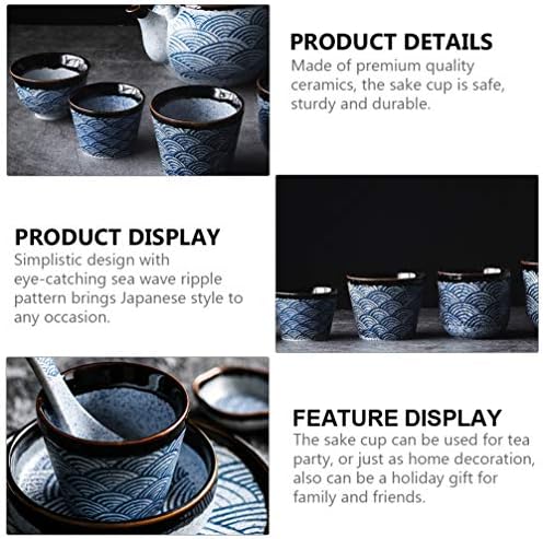 Cabilock Decanter Conjunto de chá chinês Copo de chá 2pcs Cerâmica japonesa Cerâmica Sake Pote de saquê delicado