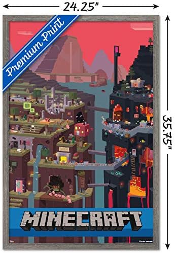 Trends International Minecraft - Poster de parede do cubo, 22.375 x 34, versão emoldurada de Barnwood