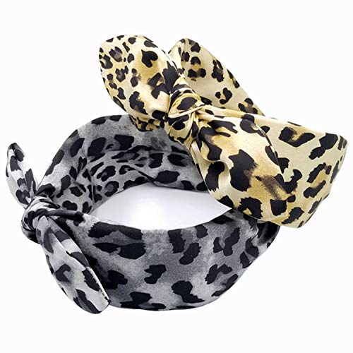 Bandas para a cabeça com estampa de leopardo Hodooly, 2 peças Bandes de nó, aros de cabelos de faixa de cabelos de banda da cabeceira