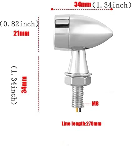 Lenjiemt 2pcs Chrome Mini 8mm Motocicleta LED LED LUZES DE Turn Signal