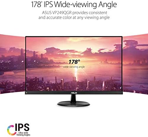 ASUS VP249QGR 23,8 ”Monitor de jogos 144Hz Full HD IPS 1MS FreeSync Elmb Eye Care DisplayPort HDMI VGA, Black