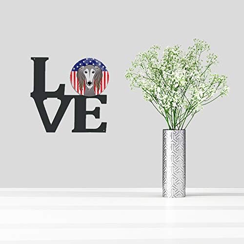 Tesouros de Caroline BB2159WALV American Flag and Saluki Metal Wall Artwork Love,