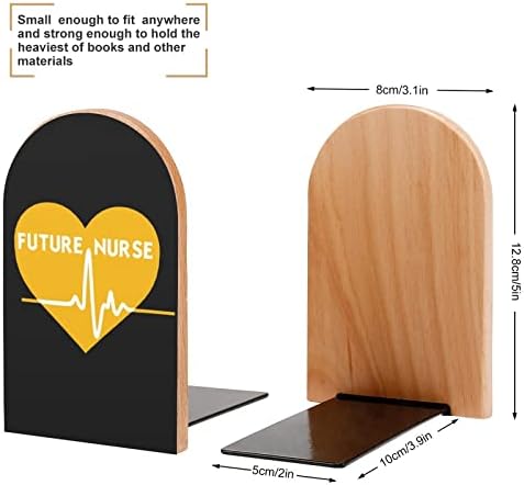 Future Nurse Hearbeat Livros Livros Decorativos Print Wood Ends para Shelve pack de 1 par