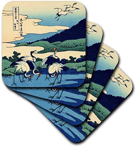 3drose Umegawa na província de Sagami por Hokusai - Belas Artes Japonês - Blue Classic Japan Ukiyoe Birds Cranes -