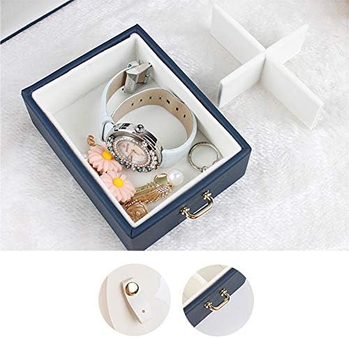 Caixa de jóias multicamadas para meninas, portátil de jóias de pequenas viagens com gaveta de rotação automática para colares