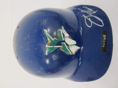 Jim Thome Charlotte Knights Assinou Game Usado capacete de rebatidas com inscrição Tristar - MLB Game Usado Capacetes usados