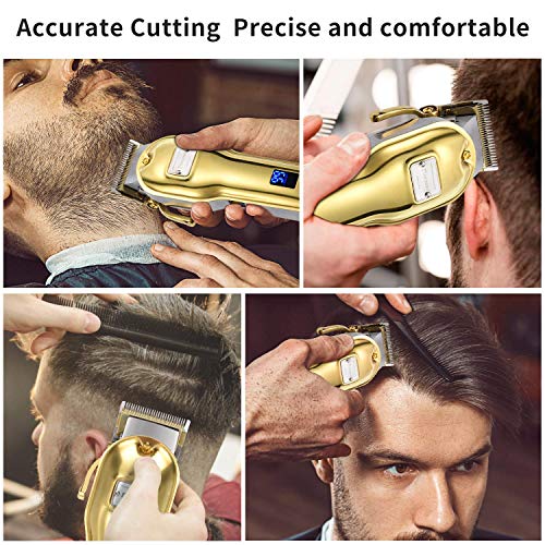 Versão atualizada Profissional Hair sem fio Clippers LED Kit de corte de cabelo de cabelo USB Kit de corte de cabelo