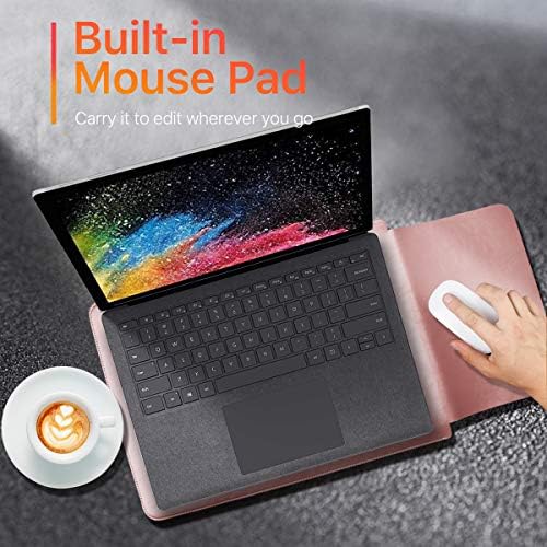 Wal13,5 Manga para laptop de 13,5 polegadas da Microsoft Surface 3/4/3/2/1 Saco de capa de capa protetor de manga macia com interior seguro e camundongo externo, rosa