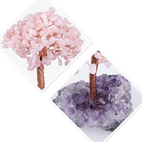 Árvore do dinheiro do cristal de cristal de nupuyai embrulhado em fatias de ágata orgone base e árvore de cristal de quartzo rosa