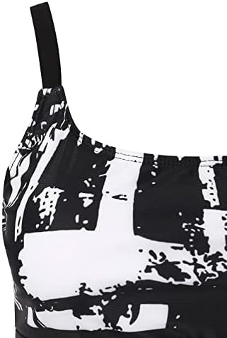 Lcepcy Women's Hide Belly Tankini define duas peças Tomme Control High Swimsuits Tampa de tanque de estampa com roupas de banho