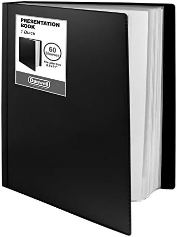 Dunwell Binder com mangas de plástico 60 bolsos - Livro de apresentação 8.5x11 exibe 120 páginas, pasta de portfólio