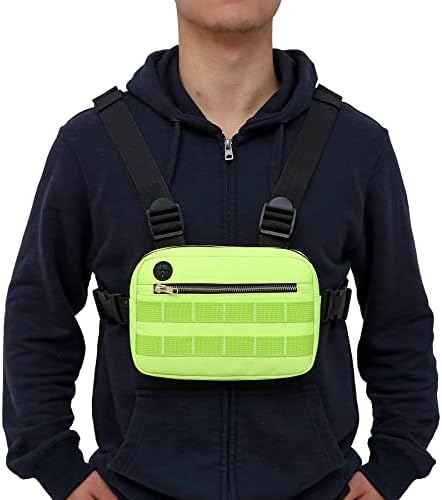 Saco de peito resistente à água ao ar livre para homens, pacote de peito EDC tático com suporte de telefone embutido,