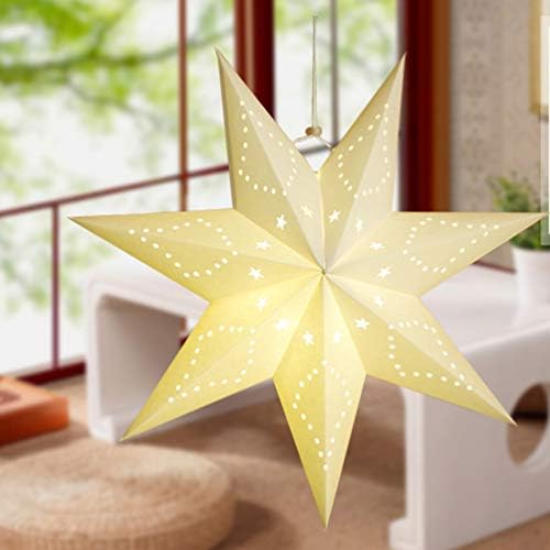 Homoyoyo Paper Star Lanterna Decoração Hollow Out 7 Point Glitter Star Lamp Shade Christmas Star Lights Hanging Stars Ornament for Weddings, Decoração de casa de Festa de Natal