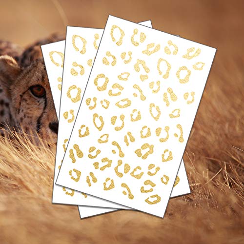 FashionTats Gold Cheetah Print Tattoo temporário | Pela segura | Feito nos EUA | Removível