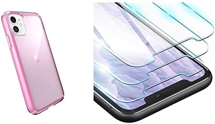 Speck Products Gemshell iPhone 11 / iPhone XR Caso, TINT rosa / Forever Pink & Oribox Glass Screen Protector para iPhone 11, Protetor de tela de vidro temperado com XR, 3 contagem transparente