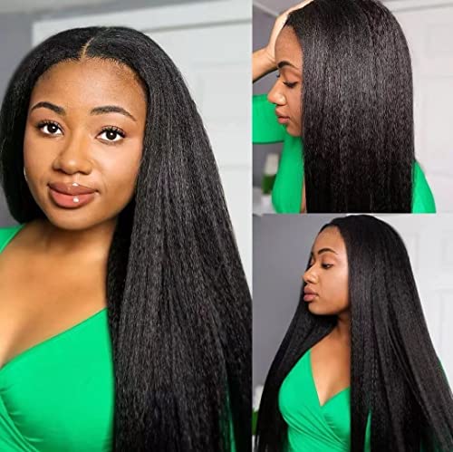 JVILO YAKI Perucas retas para mulheres negras Yaki Wigs Médio longo com luz sedosa 14 polegadas yaki afro perucas retas e afro para desgaste diário (TT1B/27