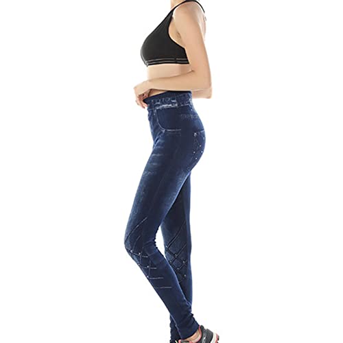 Leggings impressos de jeans falsos femininos de tamanho alto jeans de calças de cintura alta Jean Yoga