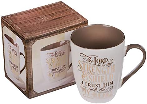 Senhor é minha força Salmo 28: 7 Caneca de café cristão em cerâmica para mulheres e homens - copo de café inspirado