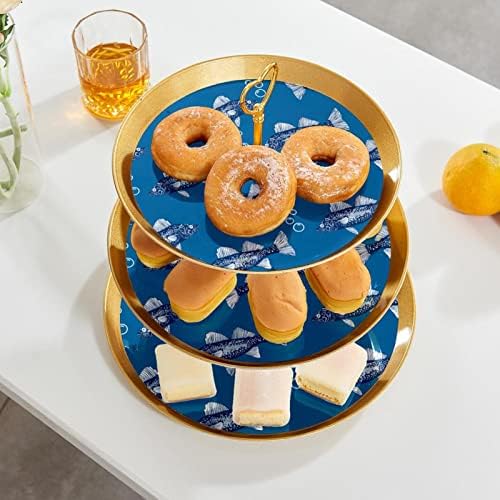3 Placa de fruta de cupcakes de 3 camadas de sobremesa Plástico para servir suporte de exibição para casamento de aniversário de chá de bebê